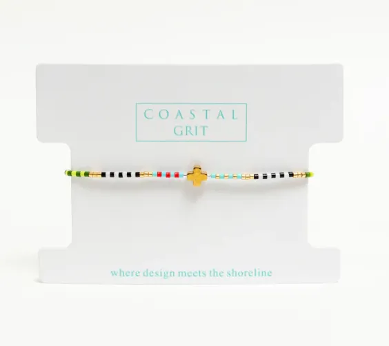 Coastal Cross Bracelet- Neon Yellow