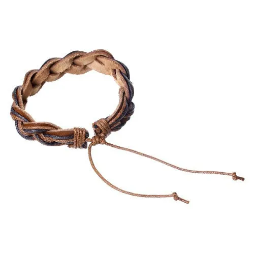 Coffee Cowhide Rope Braided Bracelet