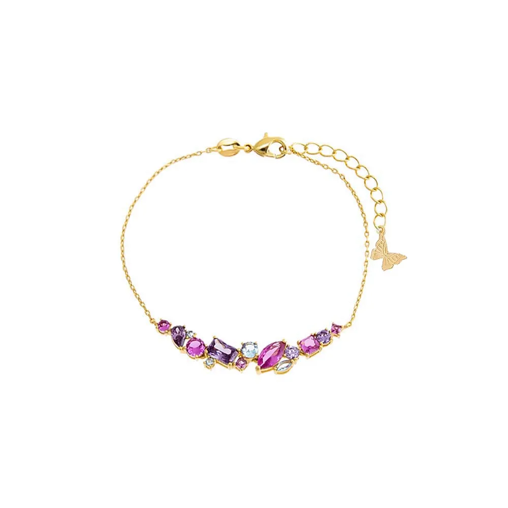 Colored Multi Shape Curved Bar Bracelet