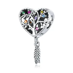 Colour Tree of Life Heart Charm