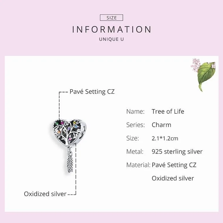 Colour Tree of Life Heart Charm