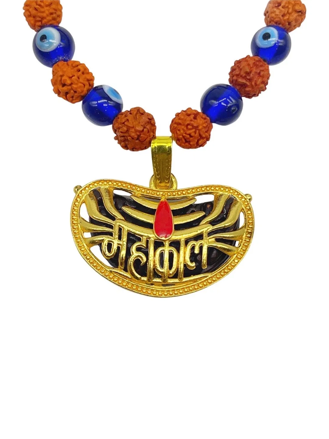 (Combo of 2) Designer Rudraksha & Evil Eye Men's Bracelets With Trishul & MAHAKAL Pendant For Men