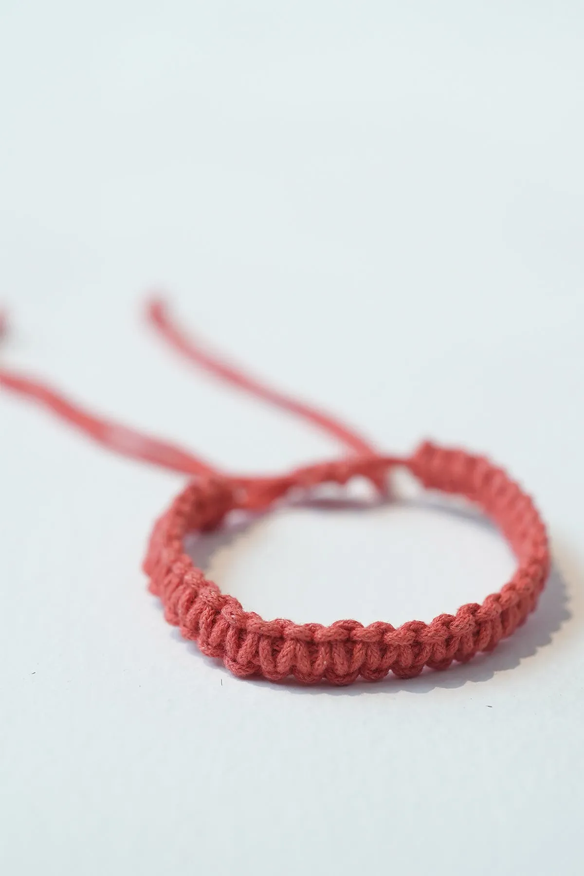 Coral Thread Knotted Bracelet