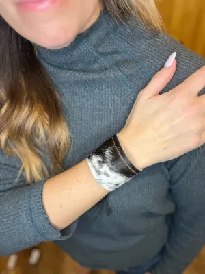 Cow print leather cuff
