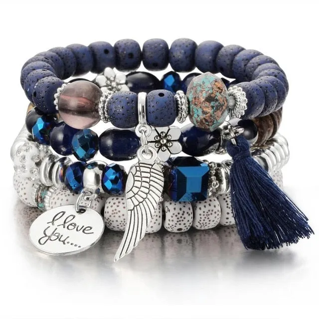 CRYSTAL BEAD BRACELET TASSEL STONE