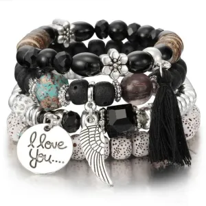 CRYSTAL BEAD BRACELET TASSEL STONE