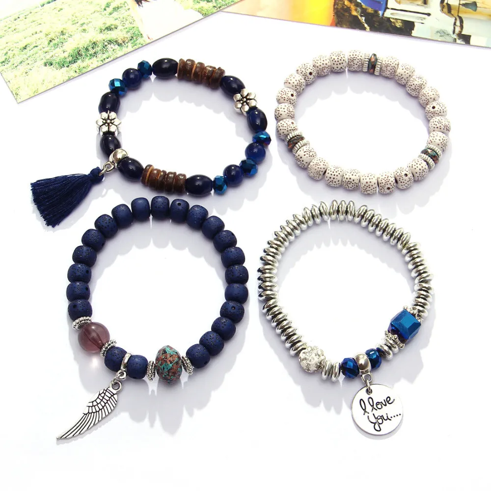 CRYSTAL BEAD BRACELET TASSEL STONE