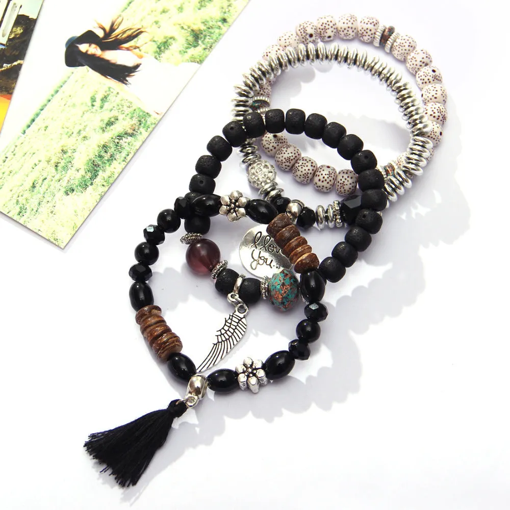 CRYSTAL BEAD BRACELET TASSEL STONE