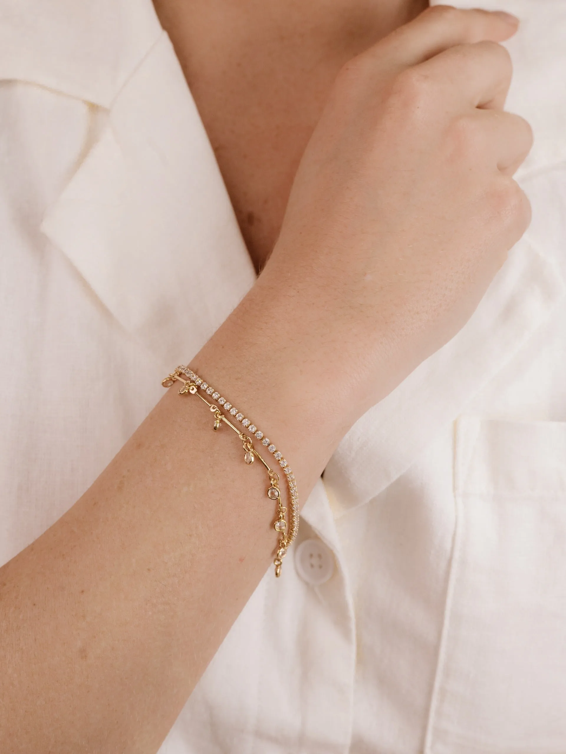 Crystal Droplet Chain Bracelet Set