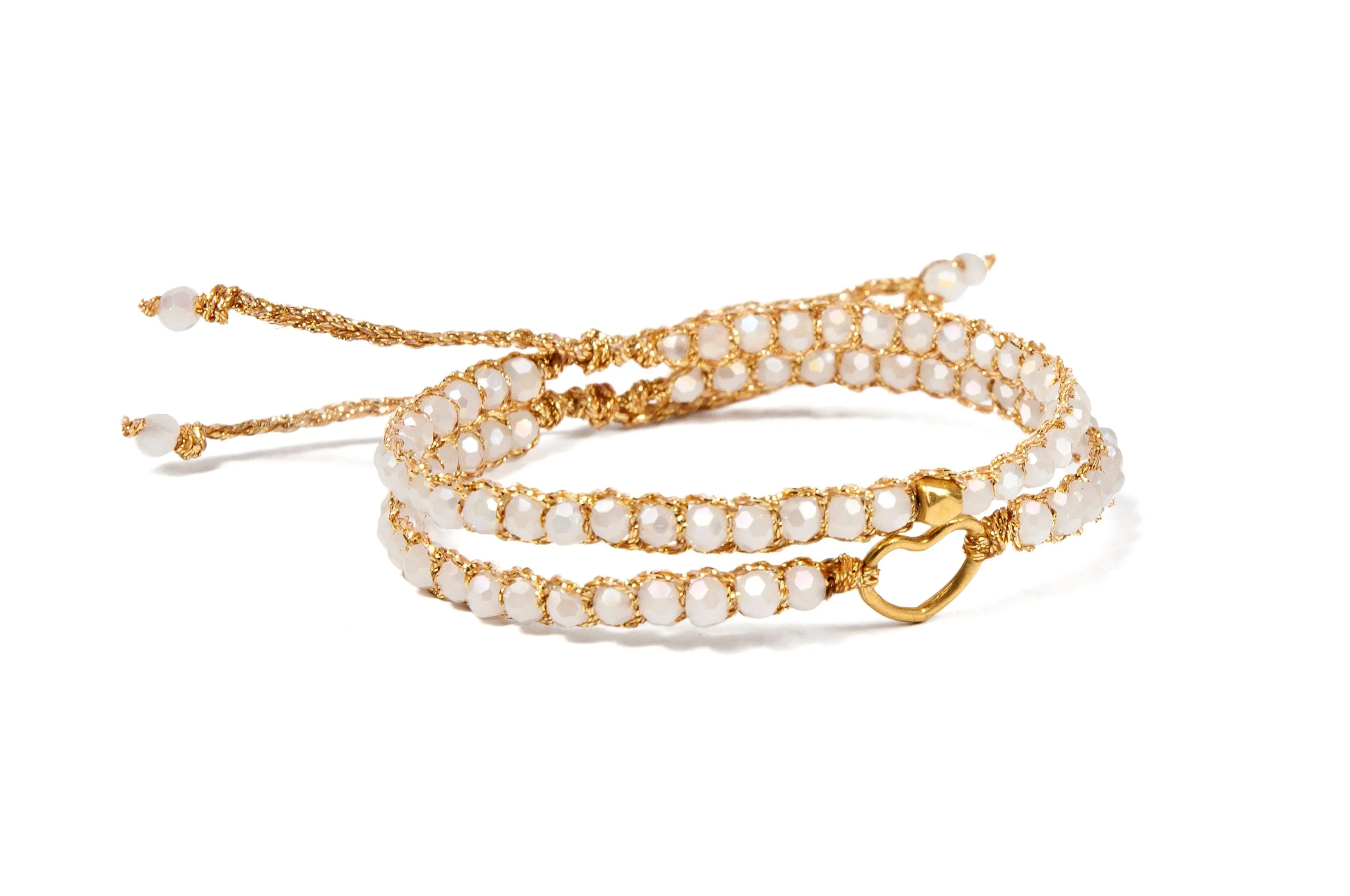 Crystal Glass Kids Heart Bracelet | Gold