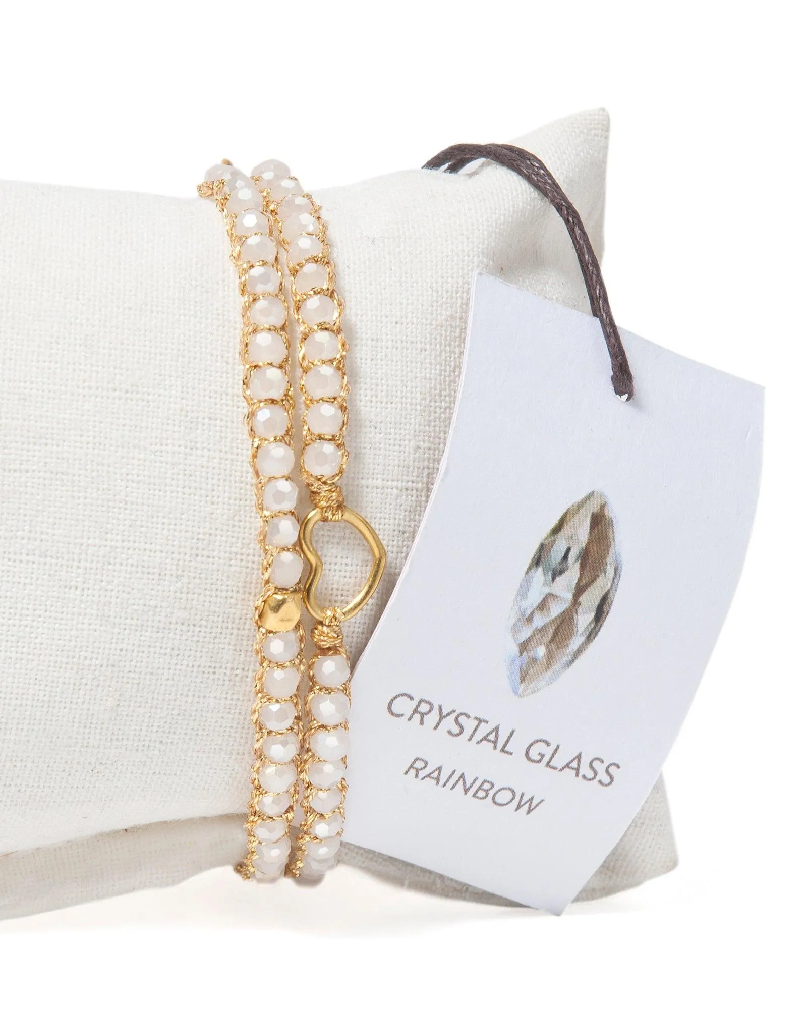 Crystal Glass Kids Heart Bracelet | Gold