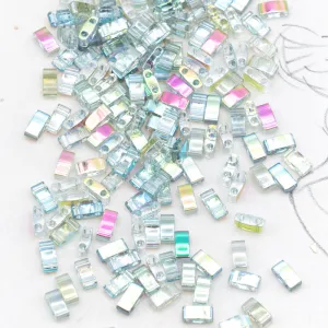 Crystal Green Rainbow Half Tila Beads