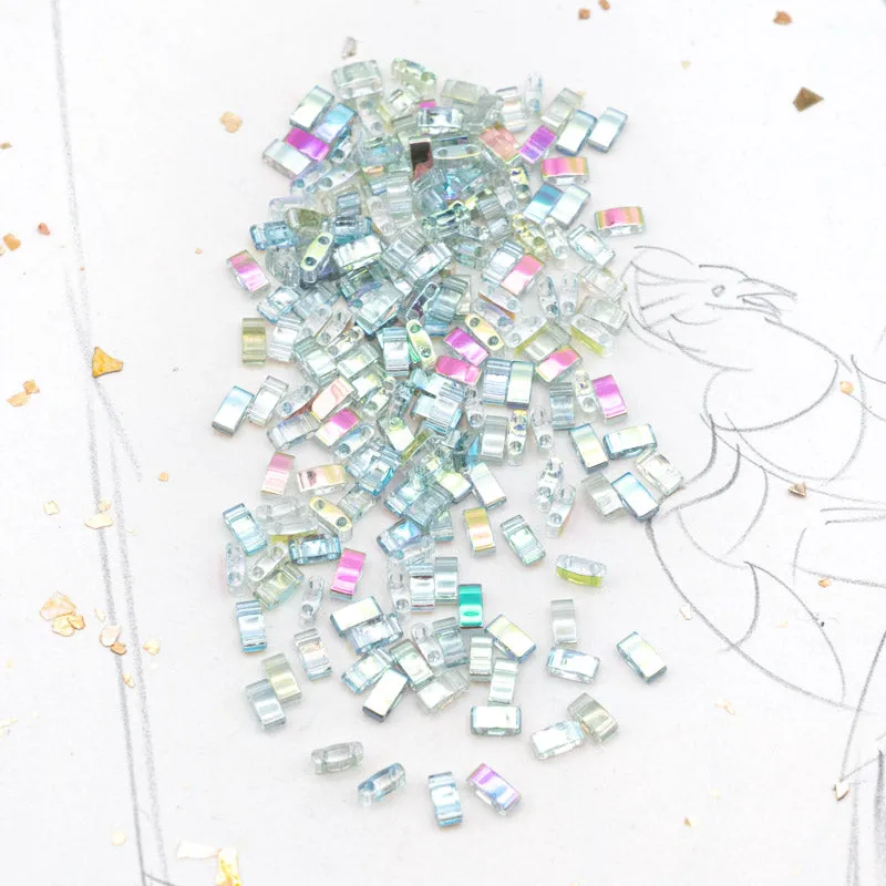 Crystal Green Rainbow Half Tila Beads