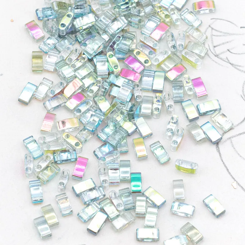 Crystal Green Rainbow Half Tila Beads