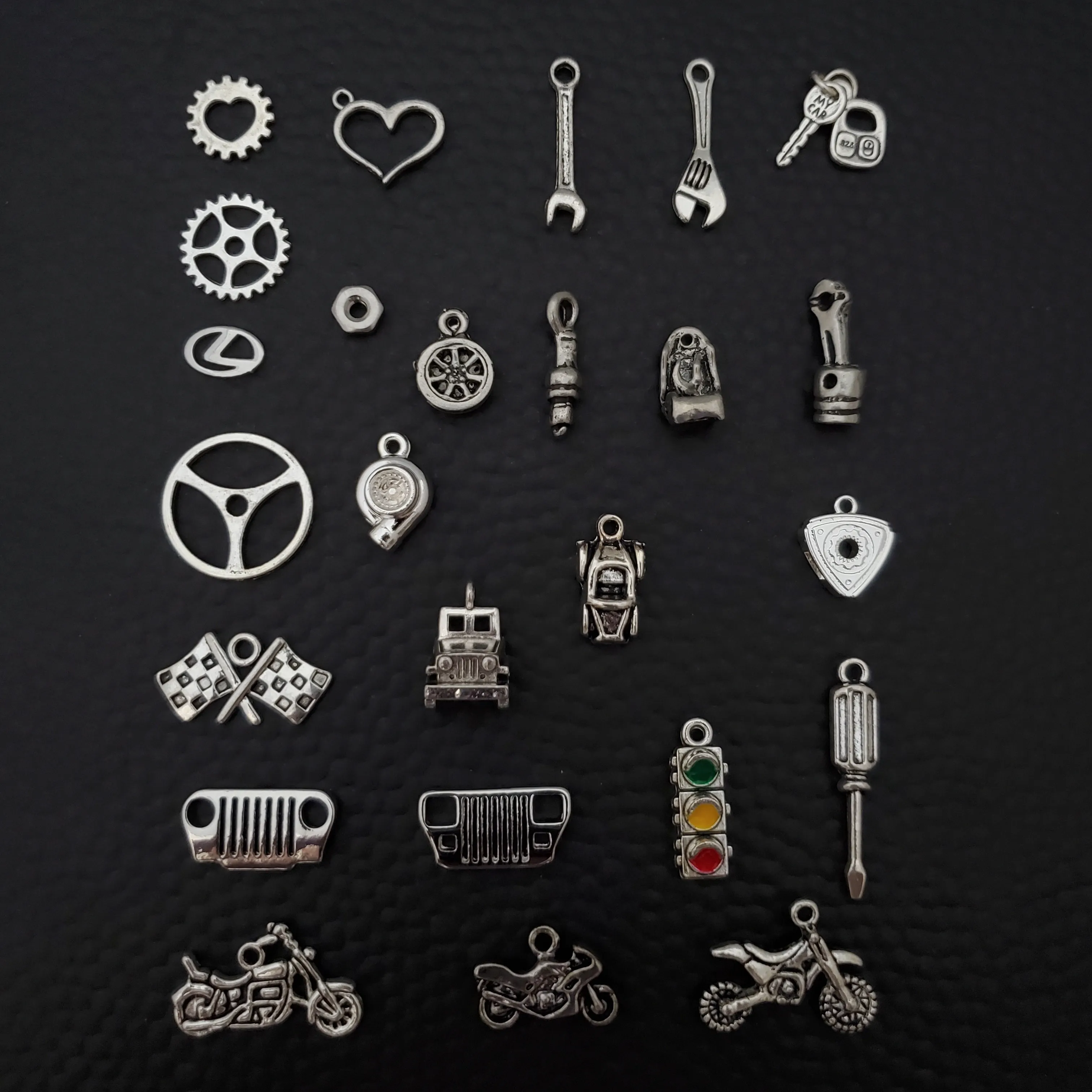Crystals & Car Part Bead Bracelet
