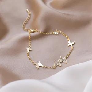 Cubic Zirconia & 18K Gold-Plated Butterfly Station Bracelet