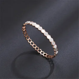 Cubic Zirconia & Shell Honeycomb Bangle