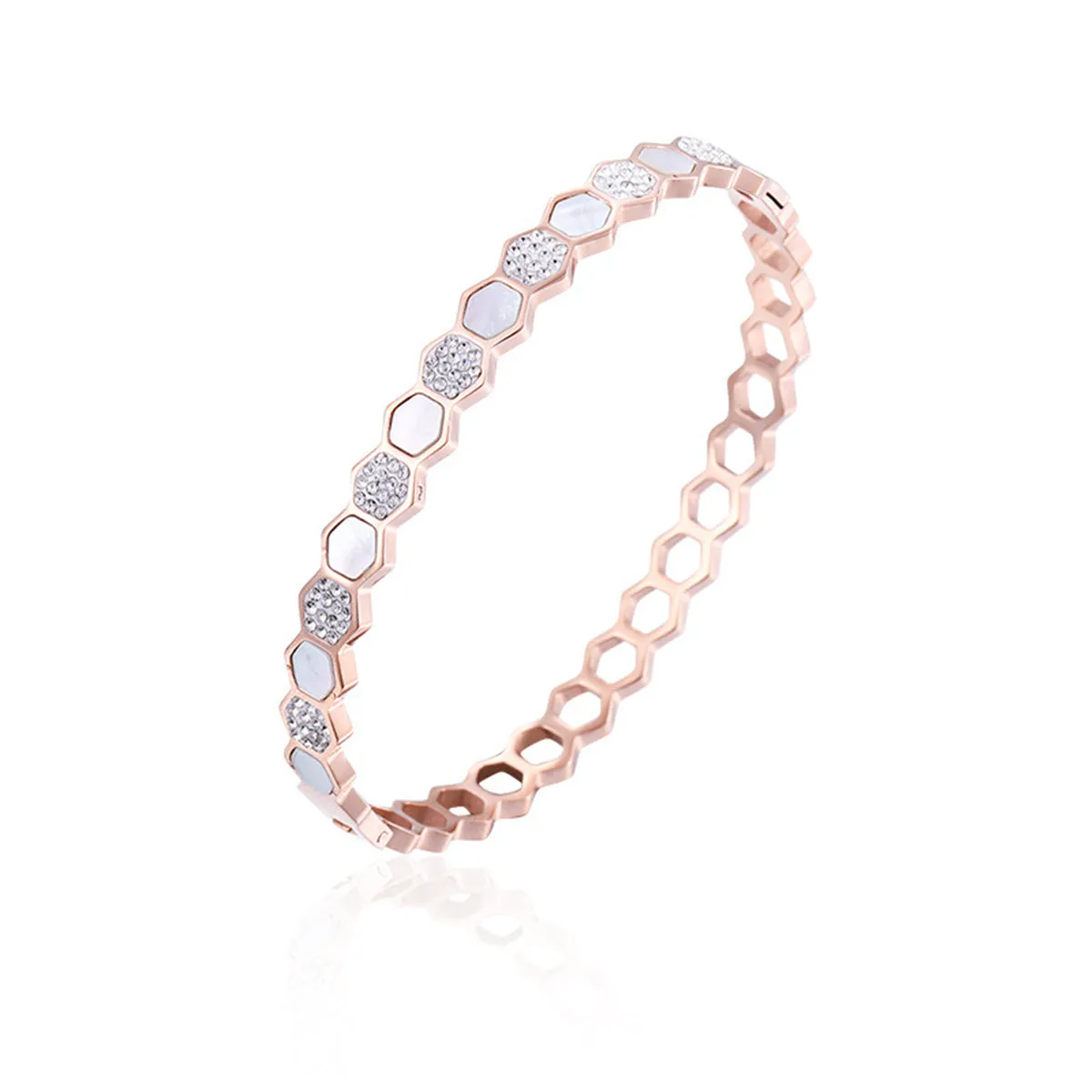 Cubic Zirconia & Shell Honeycomb Bangle