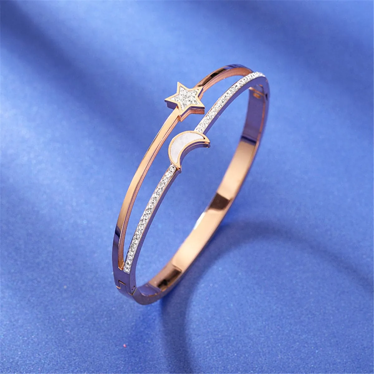Cubic Zirconia & Shell Star & Moon Bangle