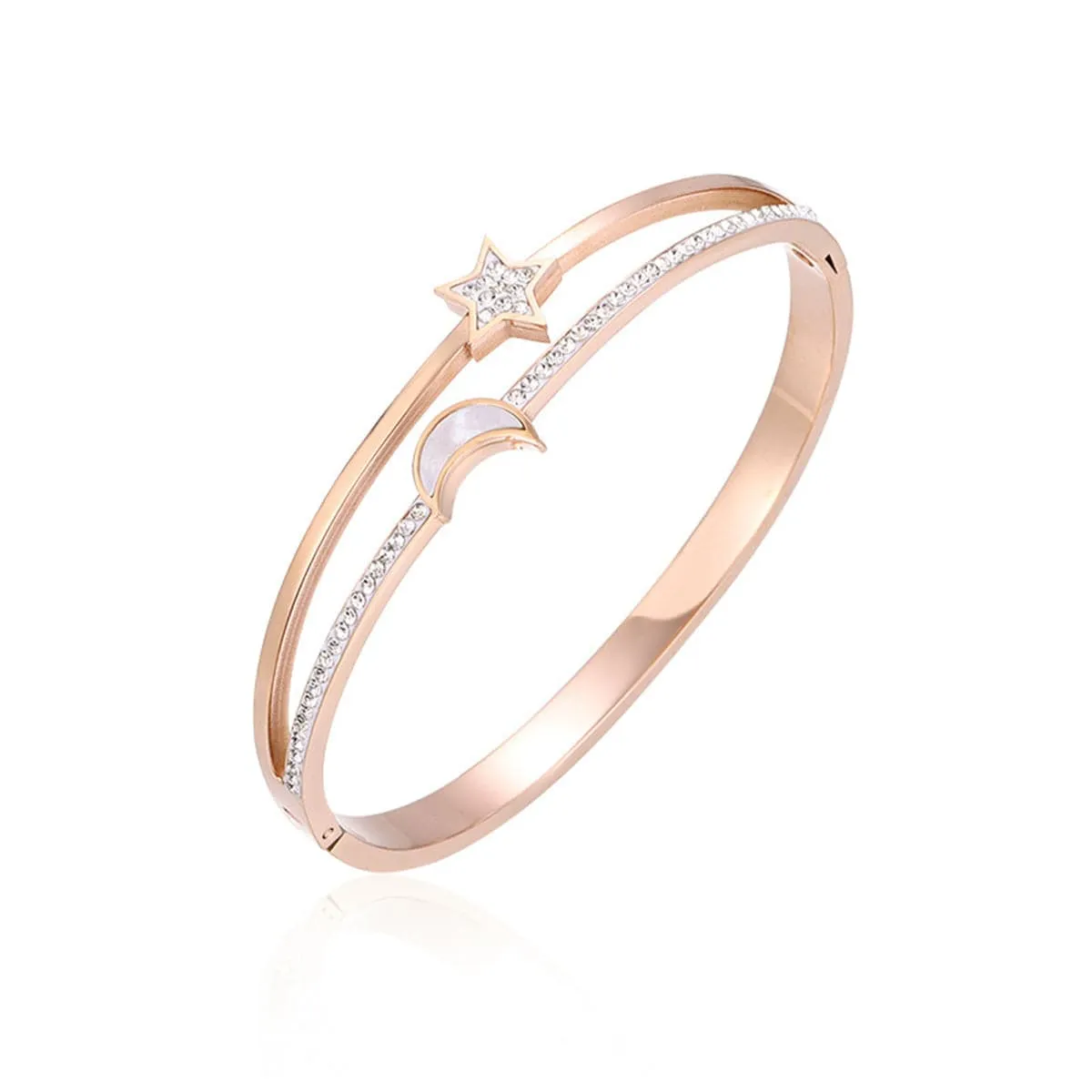 Cubic Zirconia & Shell Star & Moon Bangle