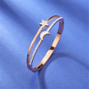 Cubic Zirconia & Shell Star & Moon Bangle