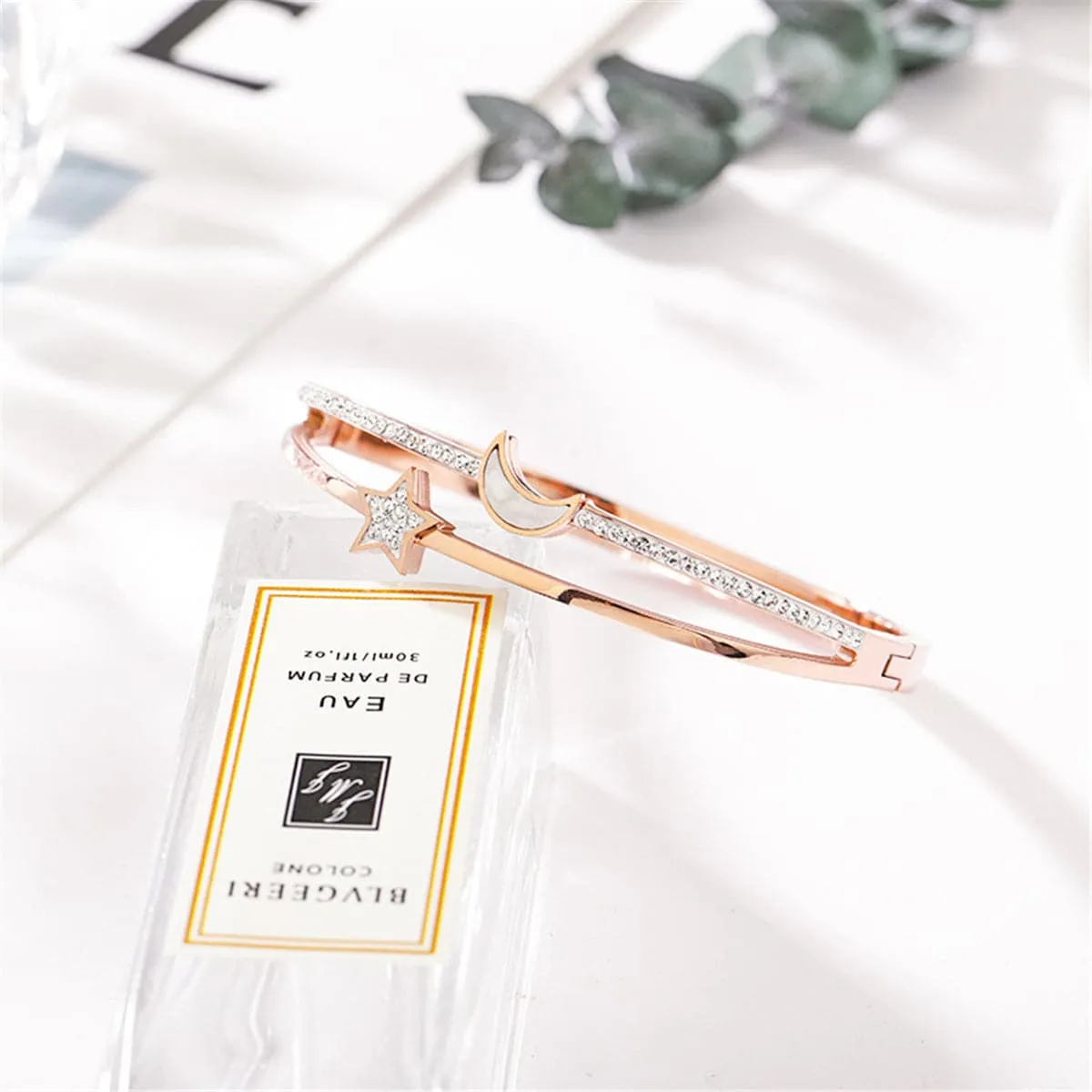 Cubic Zirconia & Shell Star & Moon Bangle
