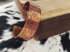 Custom Hand Carved Copper Cuff