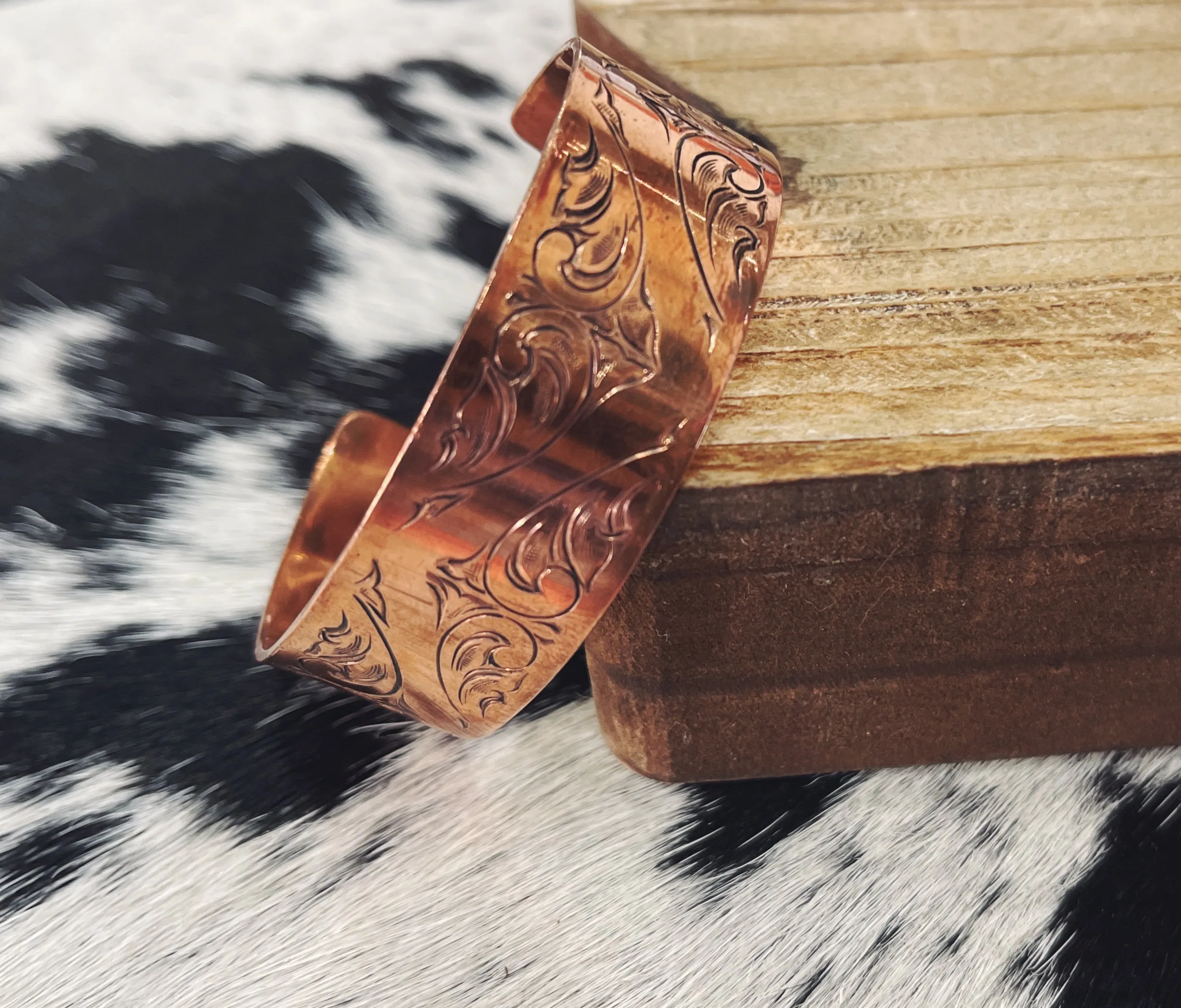 Custom Hand Carved Copper Cuff