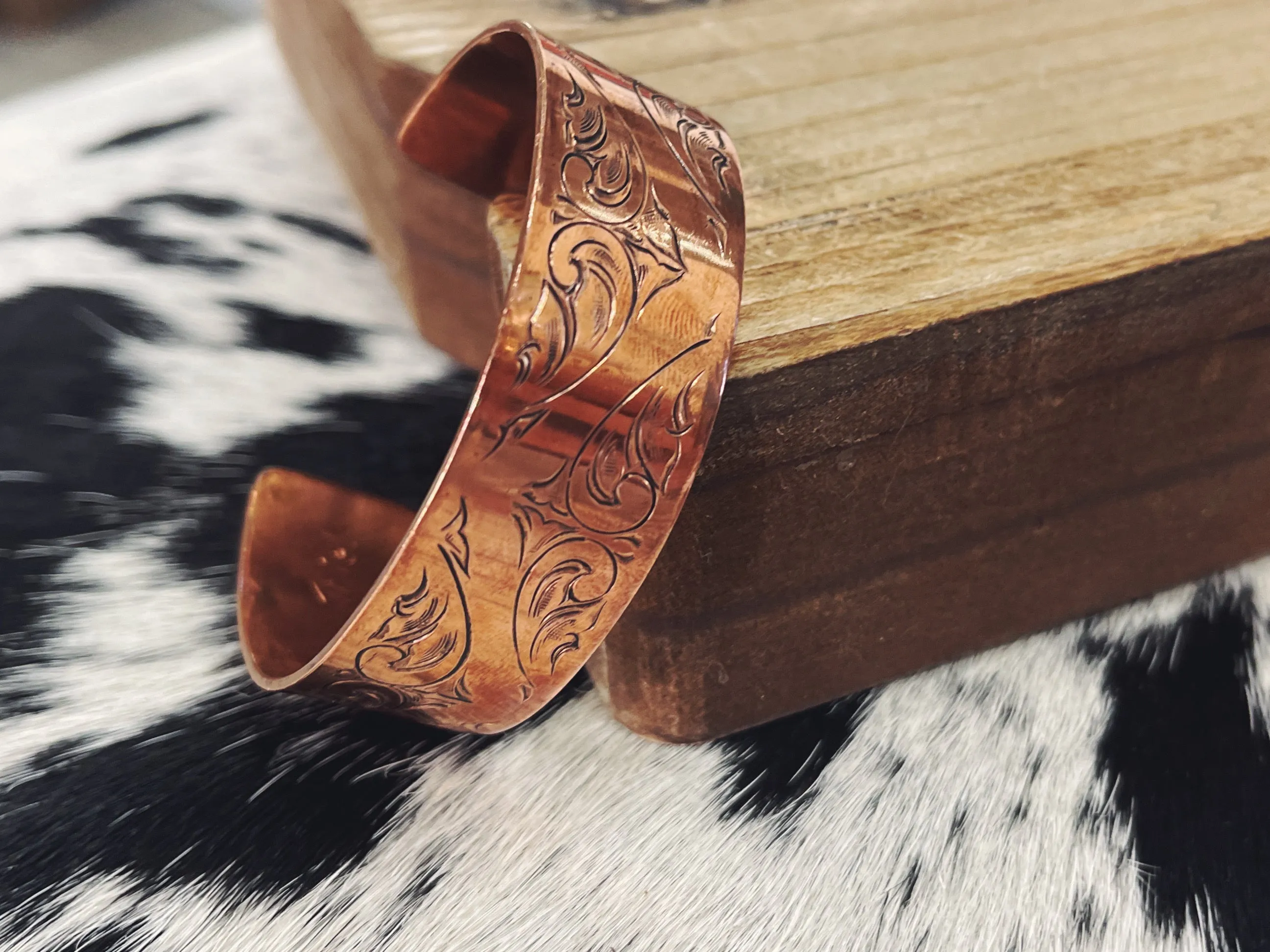 Custom Hand Carved Copper Cuff