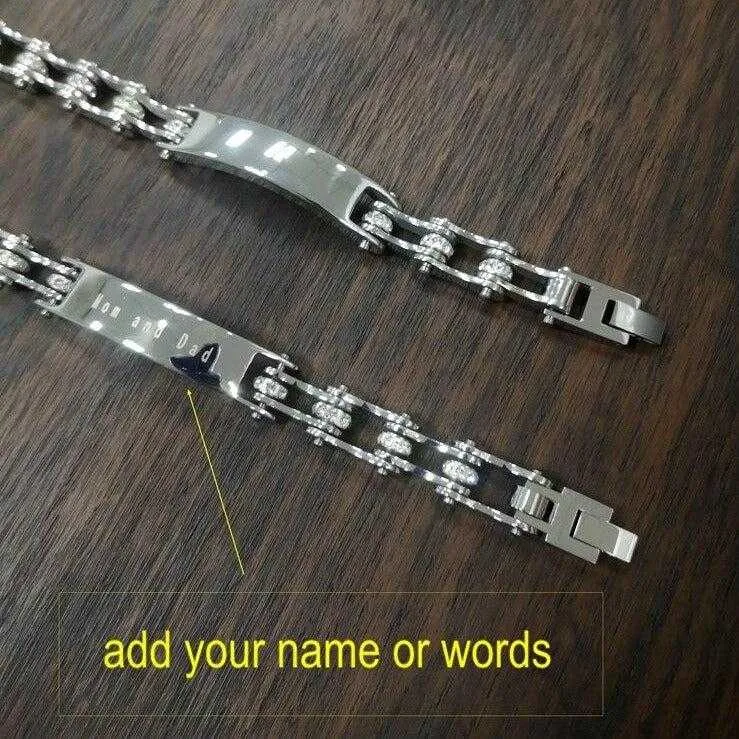 Cycolinks Custom 10mm Crystal Personalised ID Bracelet