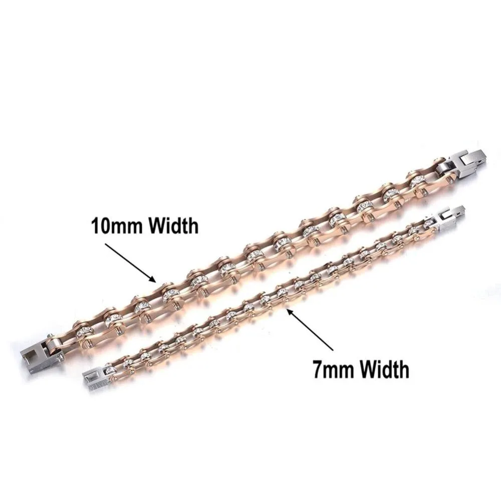 Cycolinks Rose Gold Crystal Bike Chain Bracelet