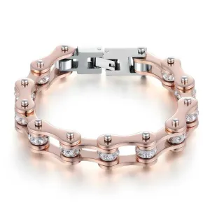 Cycolinks Rose Gold Crystal Bike Chain Bracelet