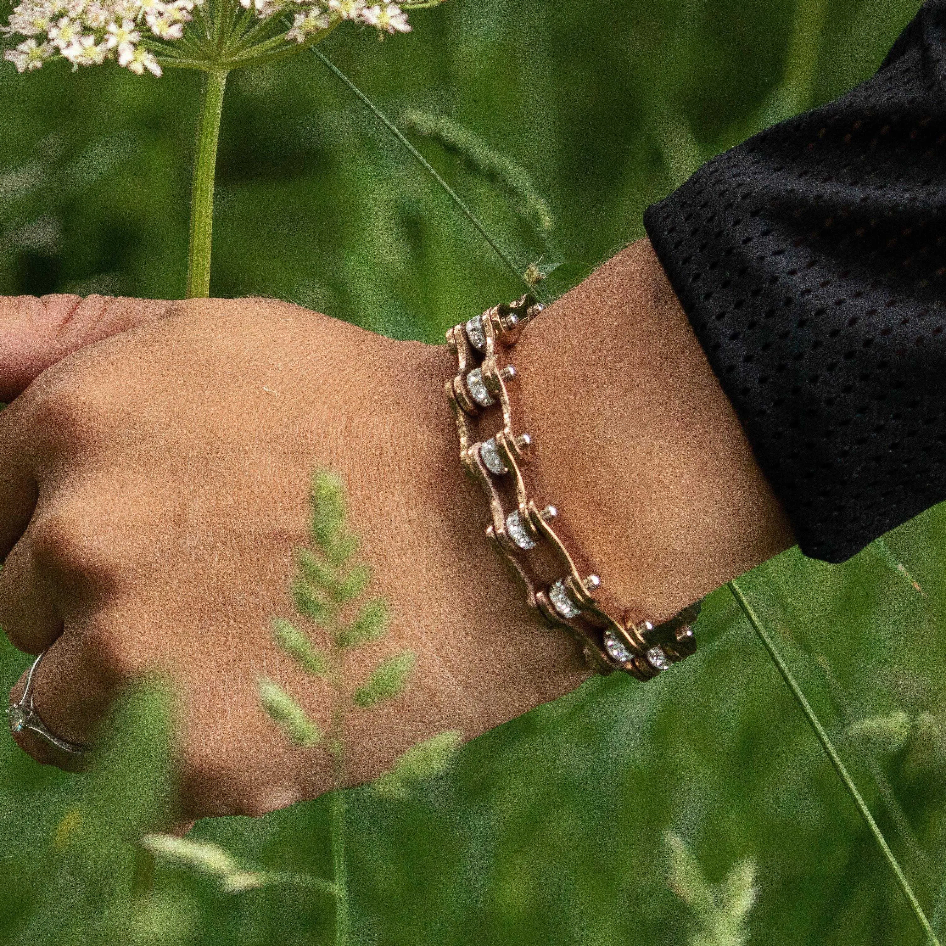 Cycolinks Rose Gold Crystal Bike Chain Bracelet