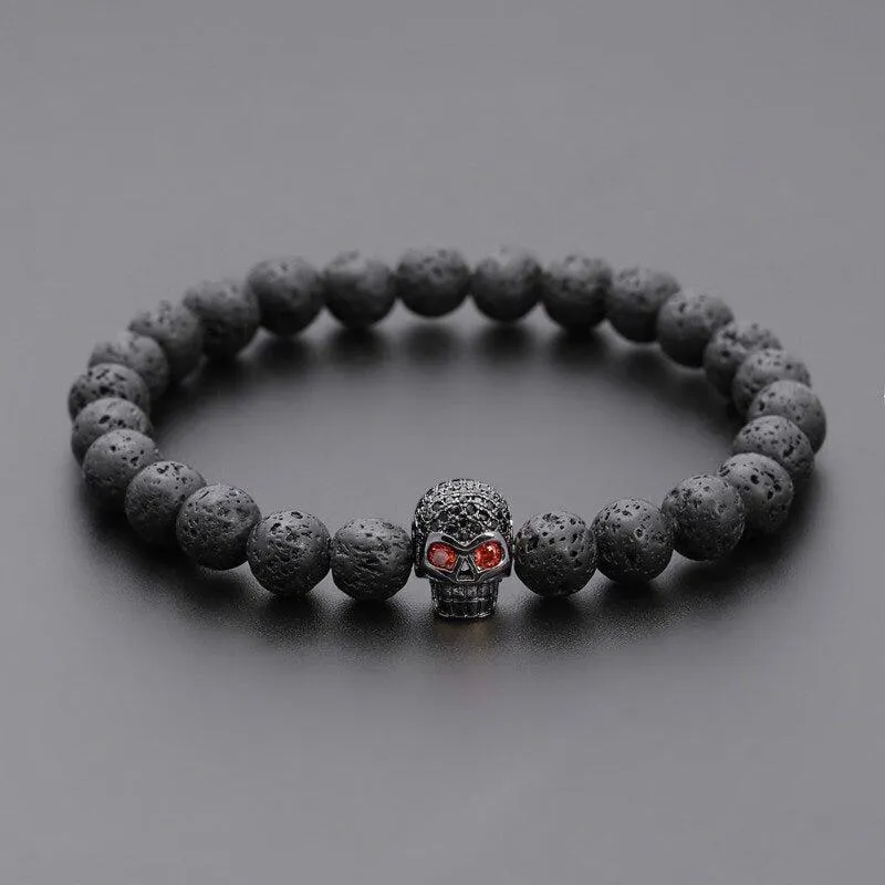 Cycolinks Skull Lava Stone Rope Bracelet