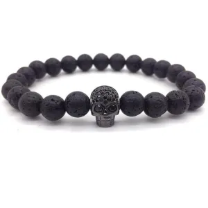 Cycolinks Skull Lava Stone Rope Bracelet