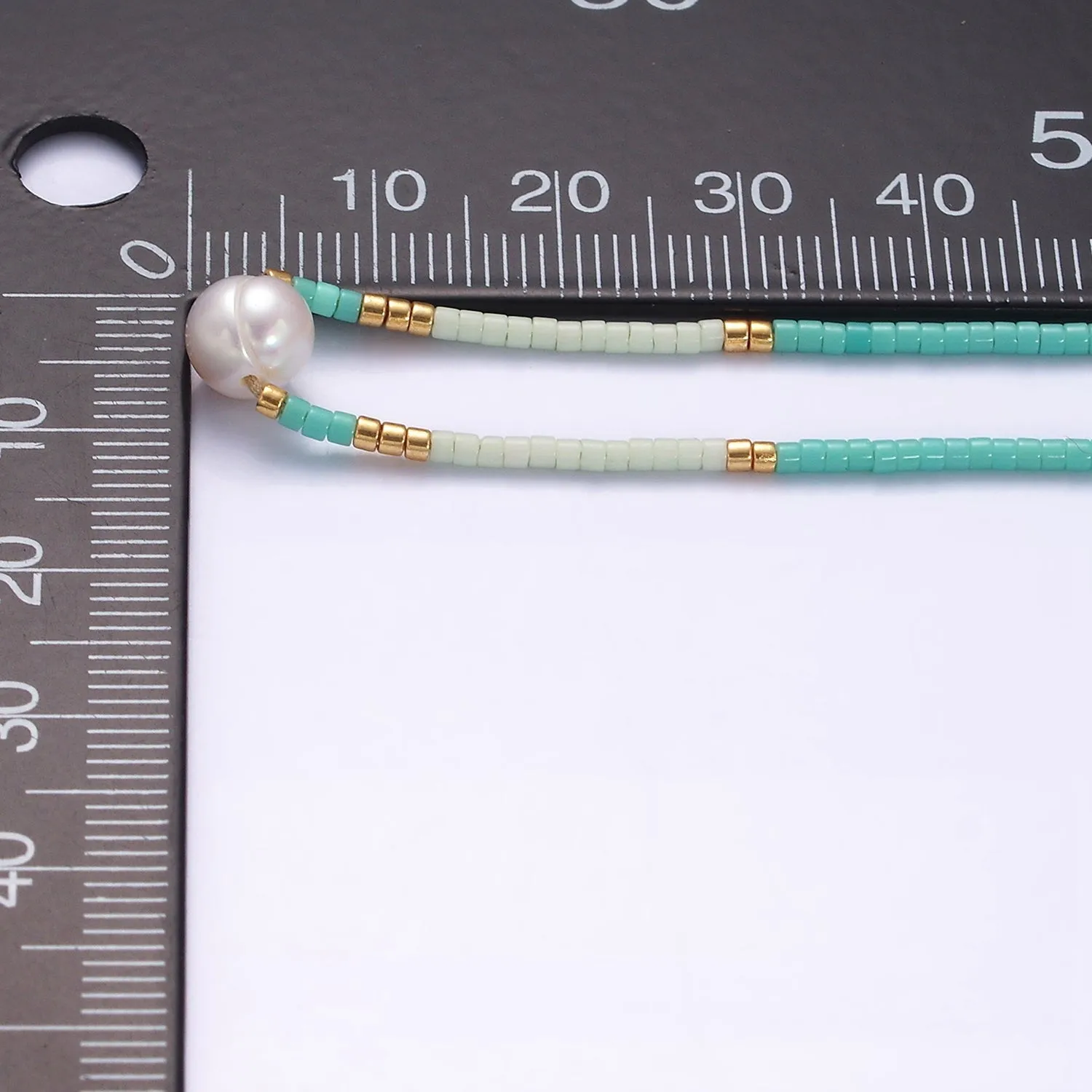 Dainty Shell Pearl Cord Bracelet with Turquoise Gold Cylinder Beaded Adjustable Bracelet WA-2201