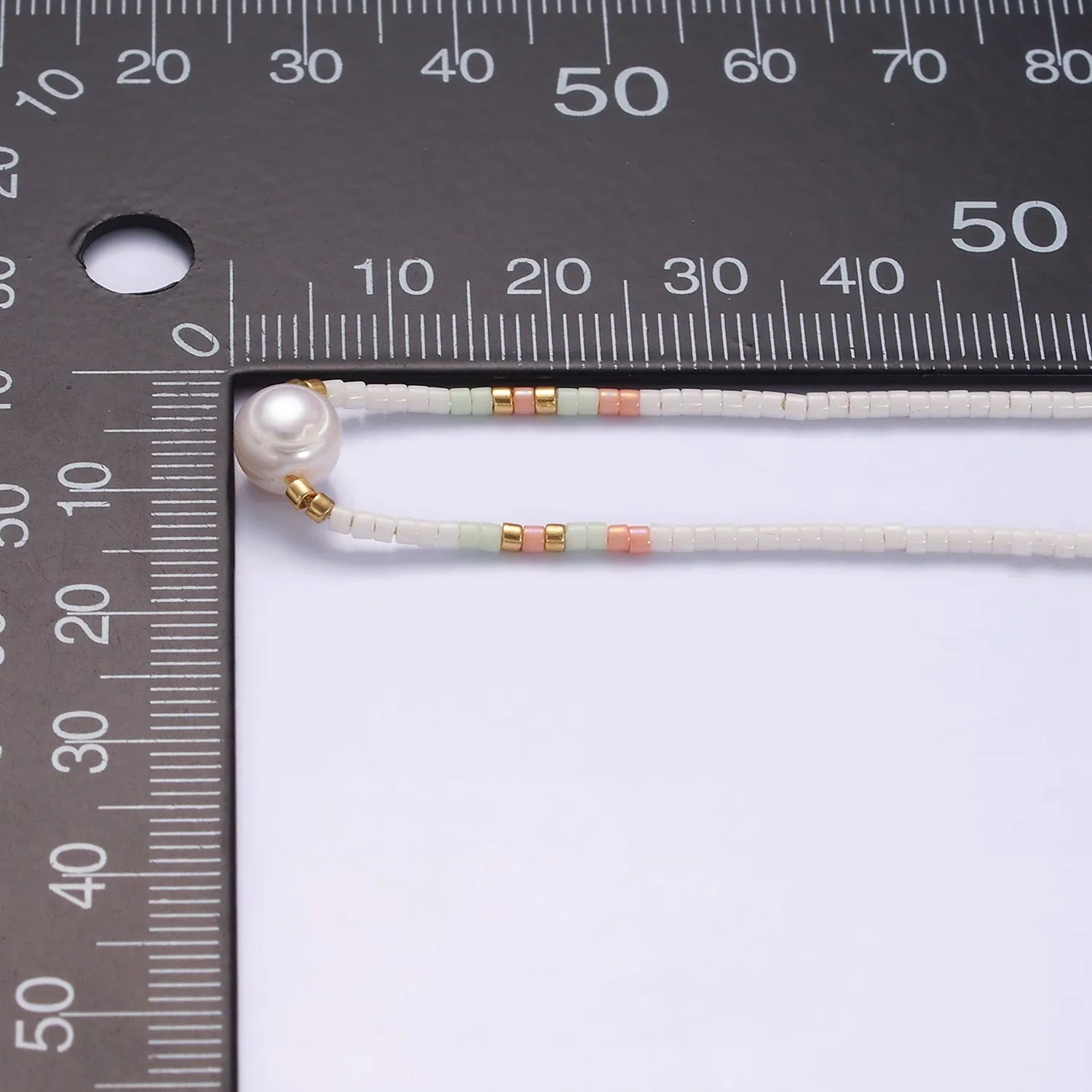 Dainty Shell Pearl Cord Bracelet with White Pink Gold Cylinder Beaded Adjustable Bracelet WA-2199