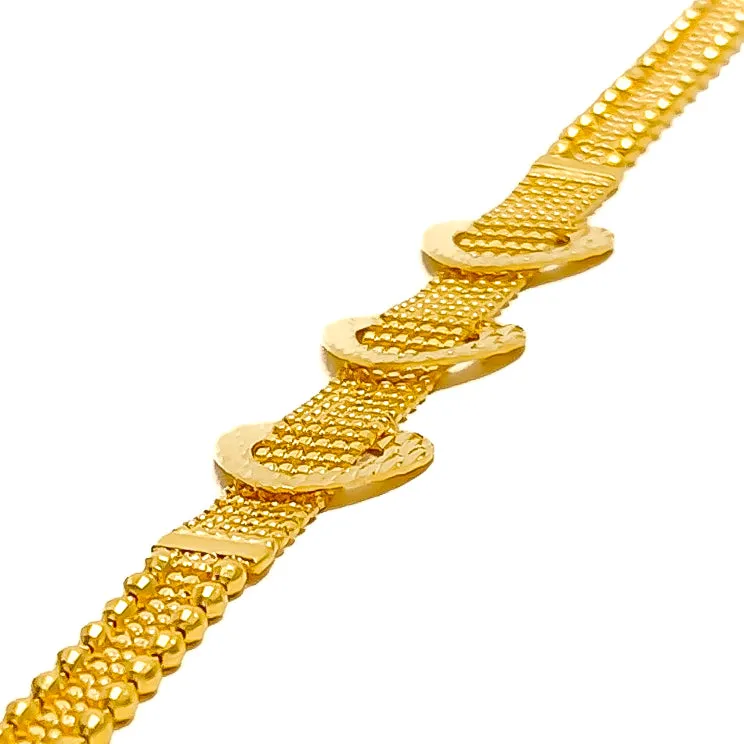 Dazzling Triple Heart 22k Gold Bracelet