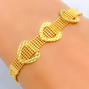 Dazzling Triple Heart 22k Gold Bracelet