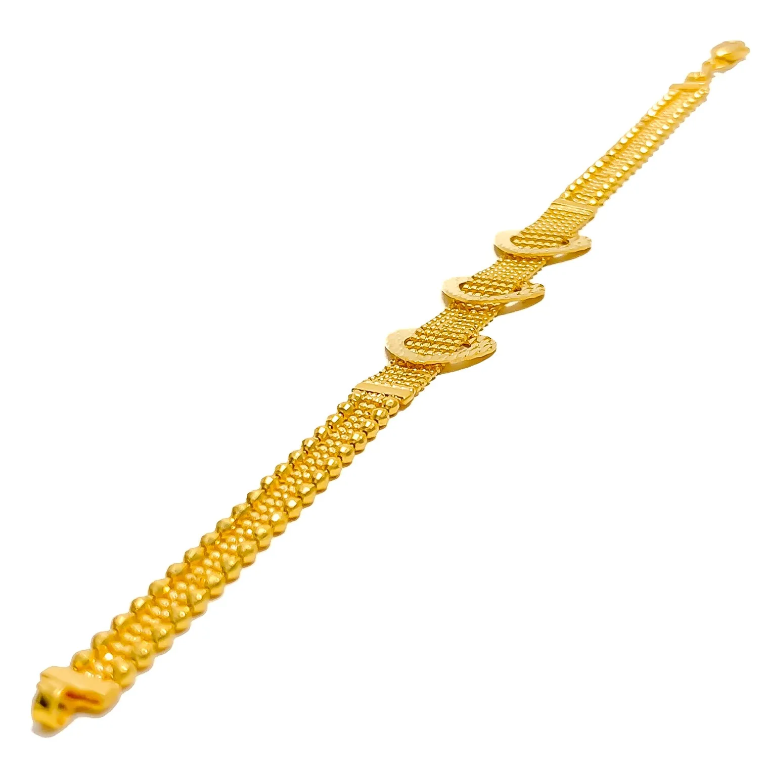 Dazzling Triple Heart 22k Gold Bracelet