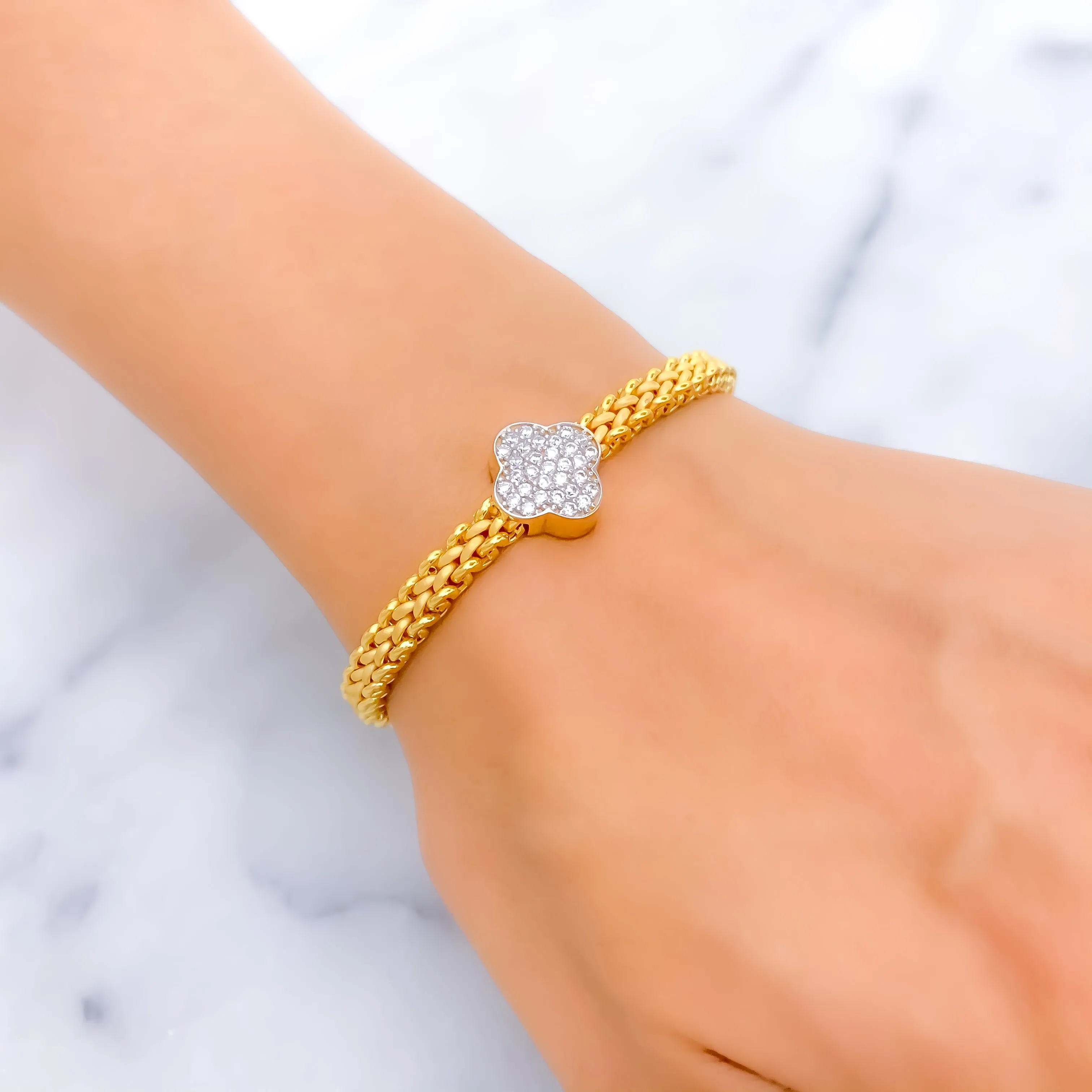 Decadent Jazzy 21k Gold CZ Bracelet