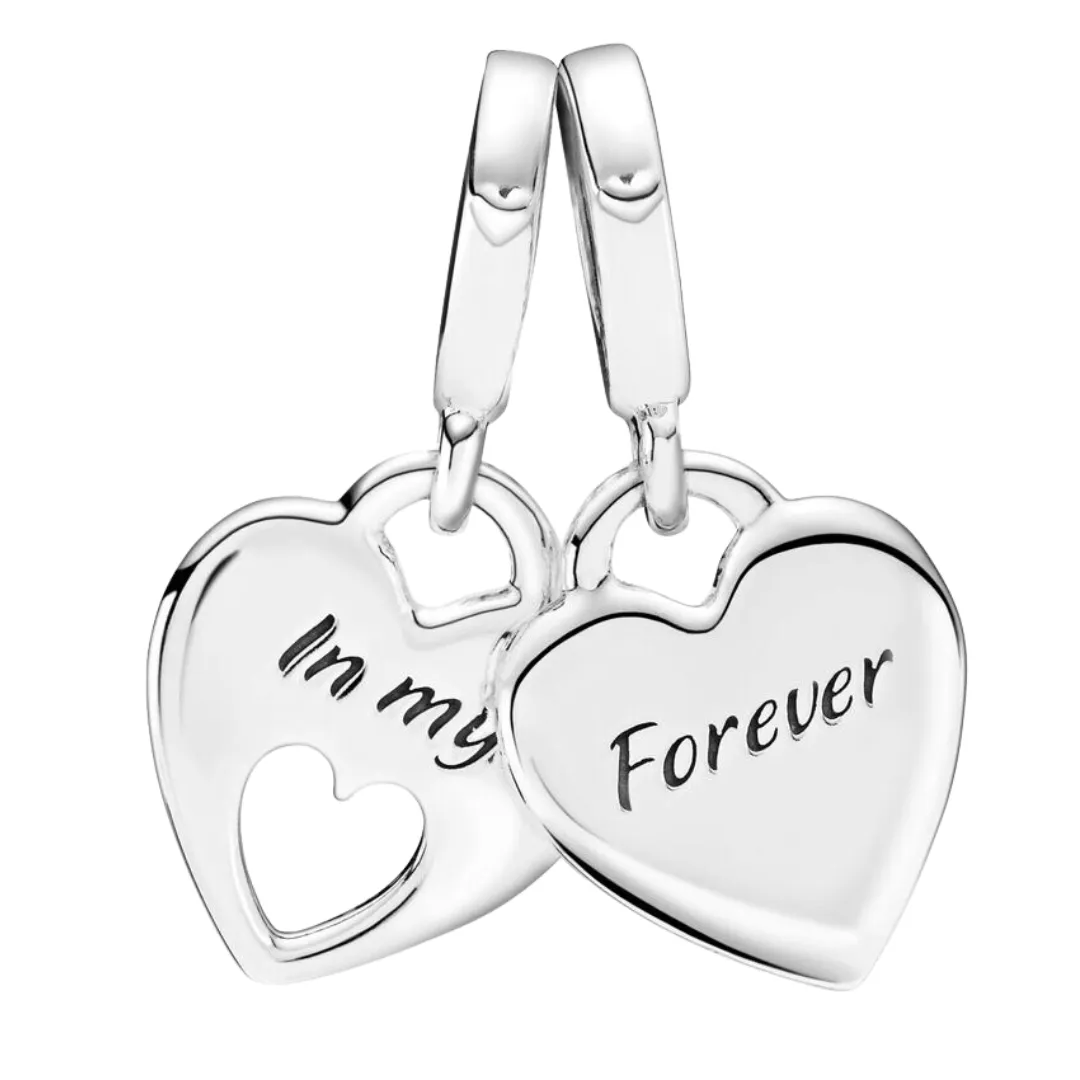 Double Heart Split Dangle Charm