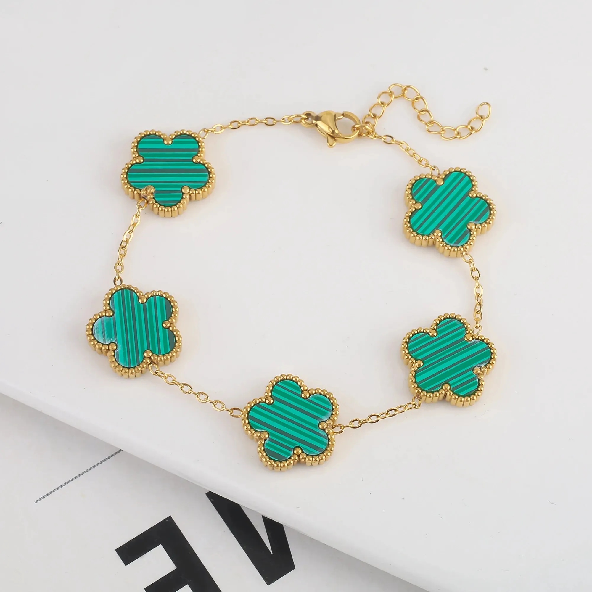 Double Sided New 15MM Creative Shell Plant Five Leaf Flower Plum Blossom Adjustable Bracelet For Women's Luxurious Clover