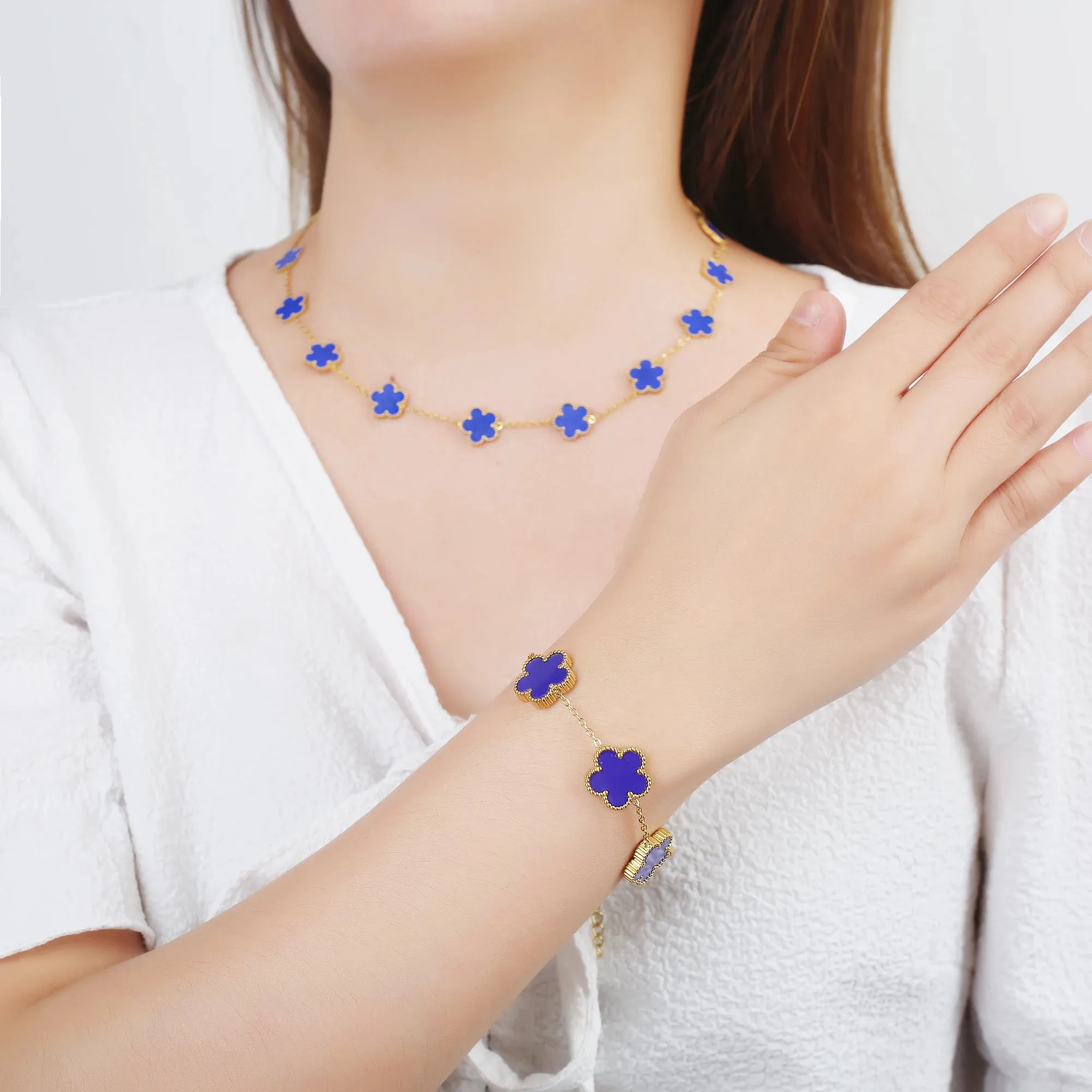 Double Sided New 15MM Creative Shell Plant Five Leaf Flower Plum Blossom Adjustable Bracelet For Women's Luxurious Clover