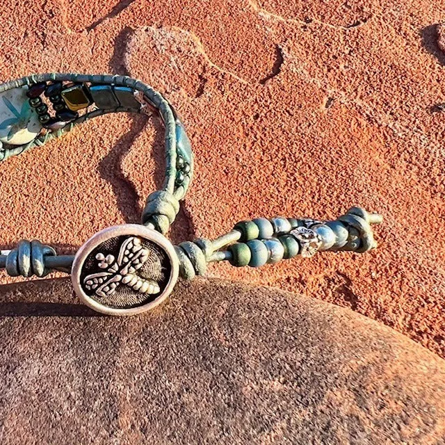 Dragonfly bracelet in teal