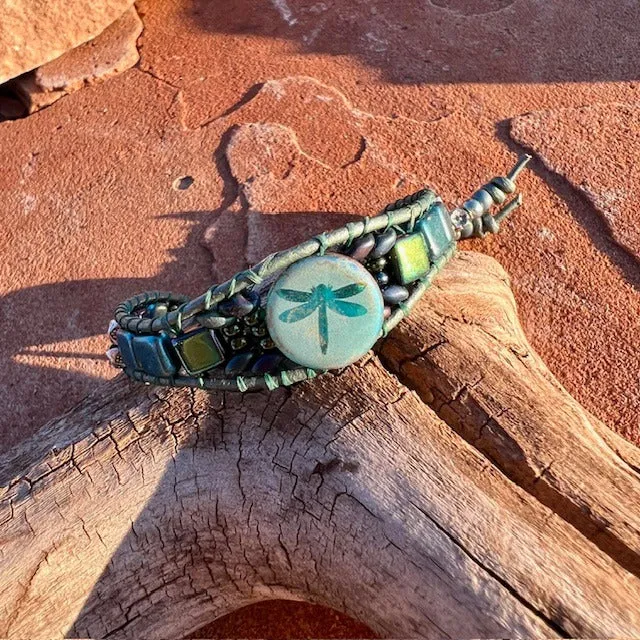 Dragonfly bracelet in teal
