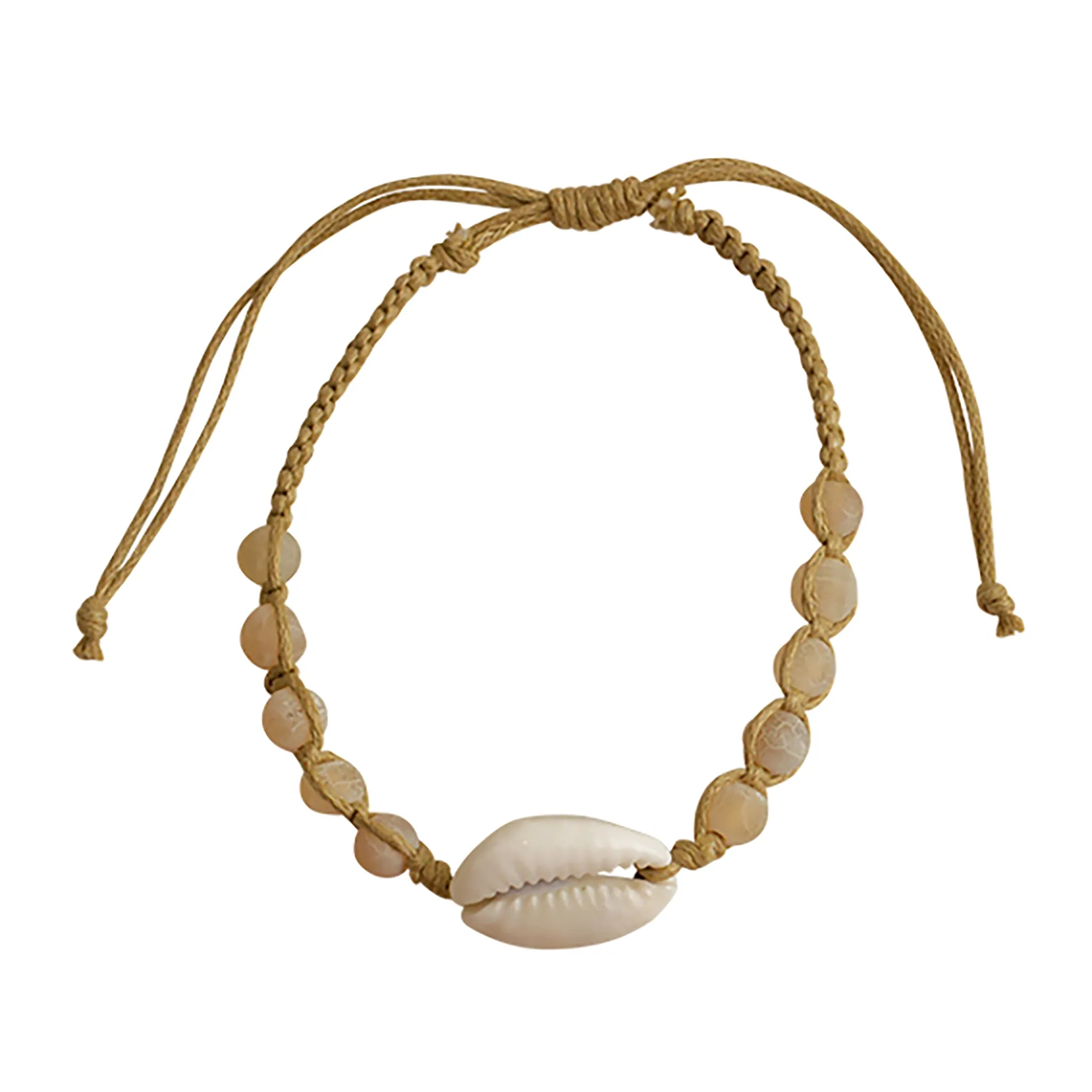 Druzy Agate & Cowrie Shell Handmade Hemp Macrame Bracelet