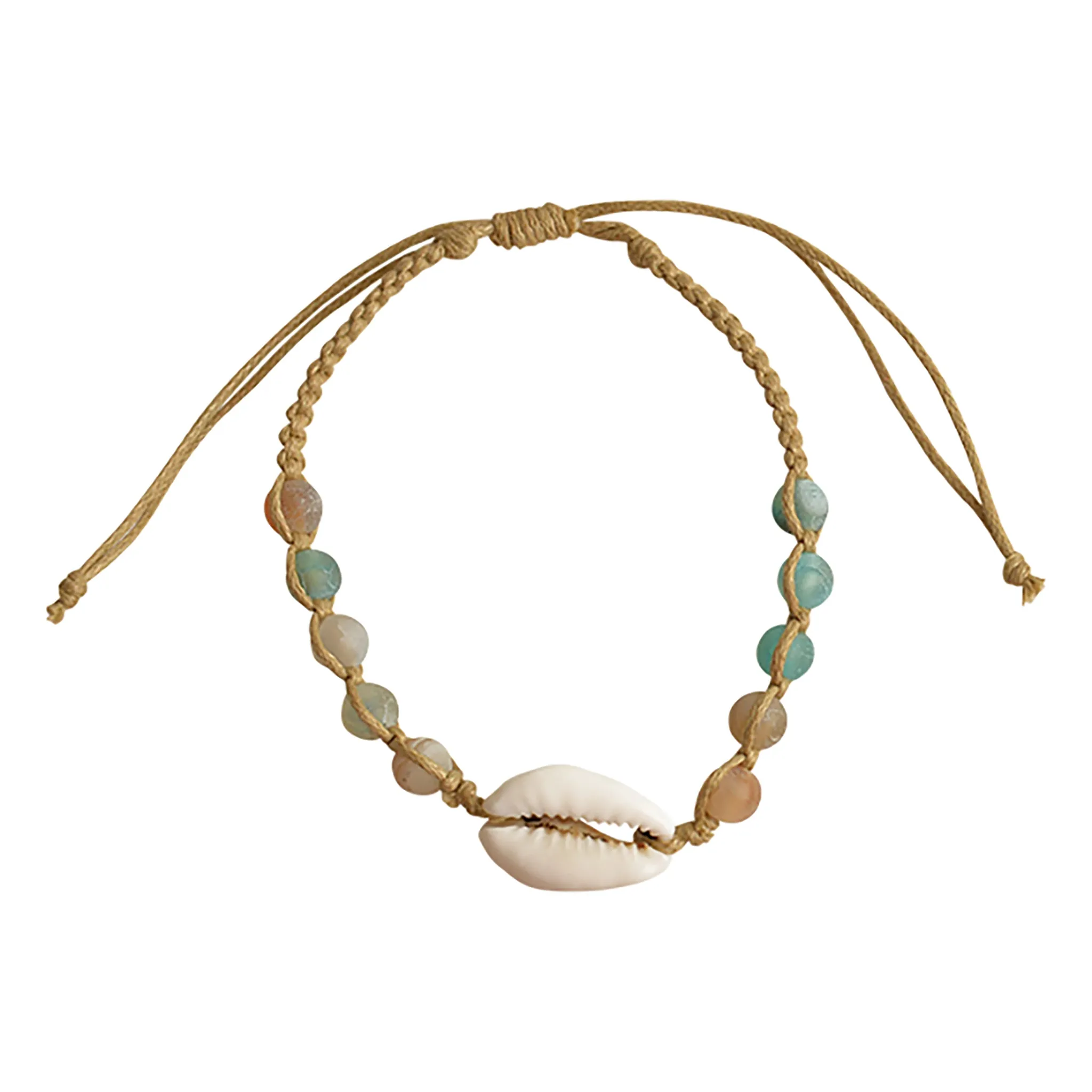 Druzy Agate & Cowrie Shell Handmade Hemp Macrame Bracelet