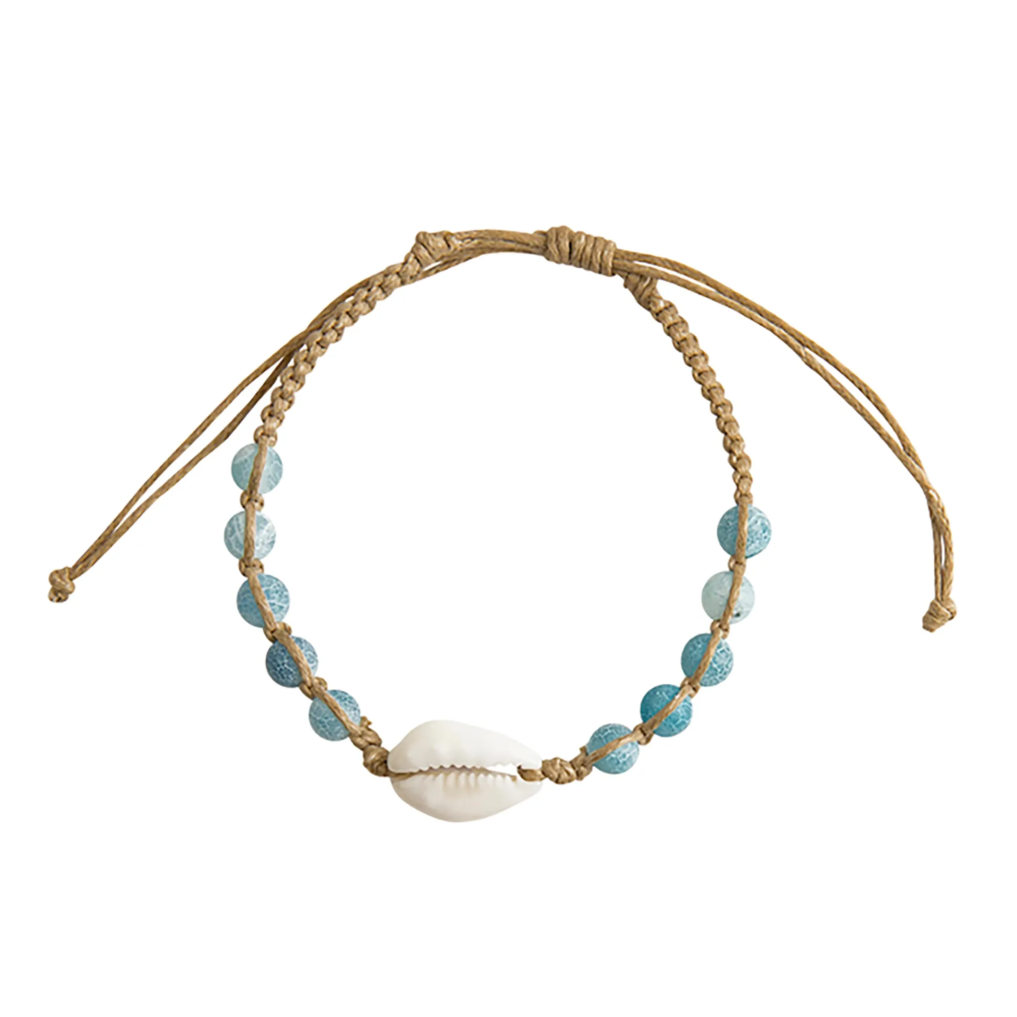 Druzy Agate & Cowrie Shell Handmade Hemp Macrame Bracelet