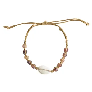 Druzy Agate & Cowrie Shell Handmade Hemp Macrame Bracelet